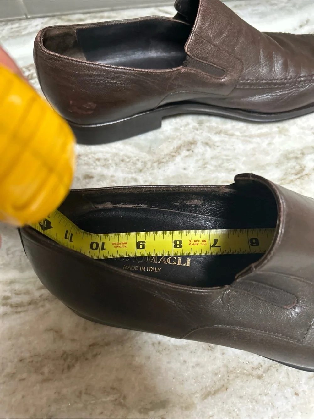 Men's Bruno Magli Brown Leather Slip On Loafers Size 11.5 Bon Slip Rubber Sole